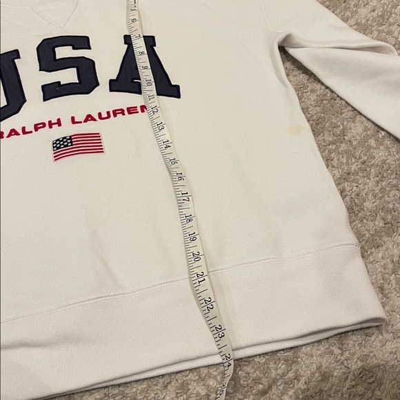 Polo Ralph Lauren USA Crew Neck Fleece Sweatshirt WHITE SZ XS - Picture 3 of 15